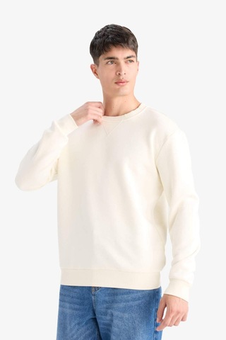 Defacto Regular Fit Bisiklet Yaka Basic Düz Kalın Sweatshirt T3777az25auer140 Ekru