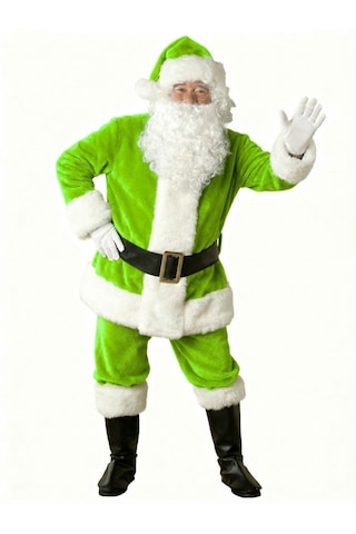 Açık Yeşil Noel Baba Kostümü Yetişkin