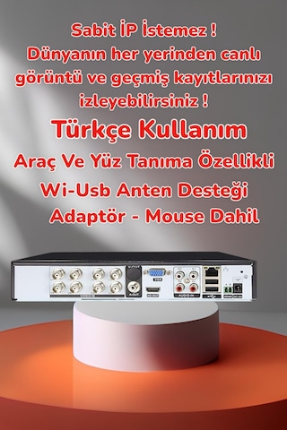 6'lı Sesli - 5mp Sony Lens Gece Renkli Yüz Tanımalı Kamera Seti