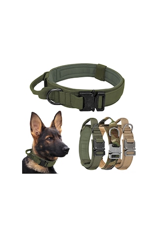 Geeroyoo Dayanıklı Nylon Askeri Köpek Tasması, Hızlı Açma Tokalı, Yeşil L Boy Yeşil