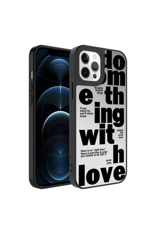 Apple Uyumlu iPhone 12 Pro Kılıf Aynalı Desenli Kamera Korumalı Parlak Zore Mirror Kapak