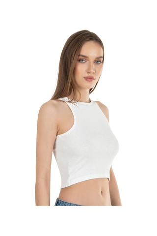 Kompedan Kadın Pamuklu Crop Fitilli Örme Atlet 26814-ekru Ekru