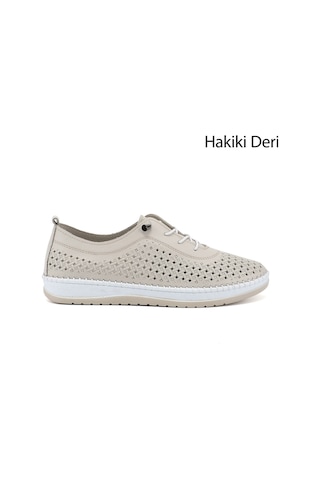 Gönderi(R) Gönderi R Kadın Bej Bağcıklı Hakiki Deri Comfort Ayakkabı Ddza84842845
