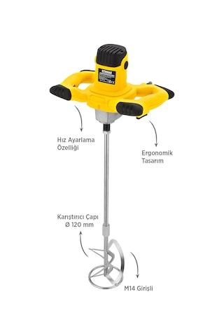 Rtrmax RTM3920SET Elektrikli Boya Karıştırıcı Eldiven + Boya Karıştırıcı Ucu + Zımpara Malası 4'lü Set