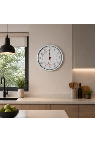 Beyaz Takvimli 40 X 40 Cm Metal Duvar Saati