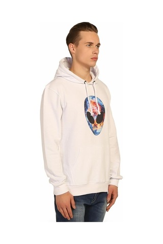 Bant Giyim - Alien Cosmos Beyaz Kapşonlu Erkek Sweatshirt Hoodie