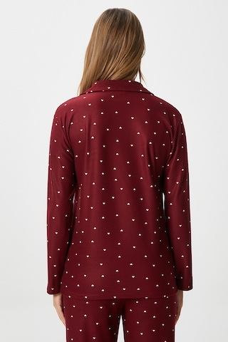 Ritnice Kadın Nora Premium Bordo Kalp Süet Doku Düğmeli Yılbaşı Pijama Takımı Bordo