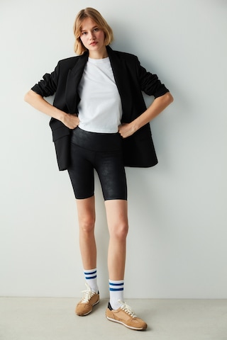 Penti Siyah Miracle Pop Up Leather Biker Short