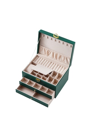 Yystore Üç Katlıbüyük Kapasiteli Mücevher Kutusu Rezidansı Yeşil