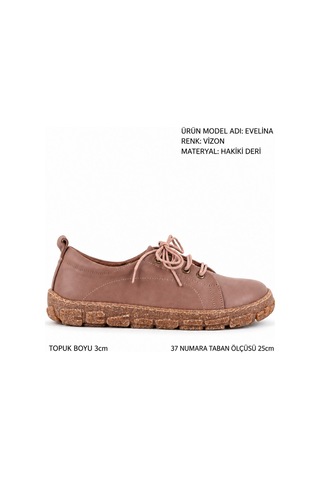 Stato Evelina Hakiki Deri Bağcıklı Kadın Günlük Ayakkabı Vizon