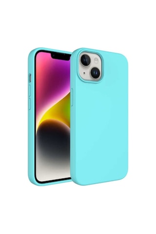 Apple Uyumlu iPhone 14 Kılıf Sıvı Teknolojili Silinebilir Sert Zore Kivi Kapak Turkuaz