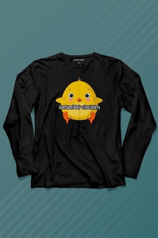 Ben Serseri Bir Civcivim Tavuk Sarı Civciv Uzun Kollu Tişört Baskılı Çocuk T-shirt 001