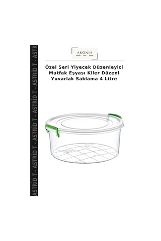 Özel Seri Yiyecek Düzenleyici Mutfak Eşyası Kiler Düzeni Yuvarlak Saklama 4 Litre Çok Renkli