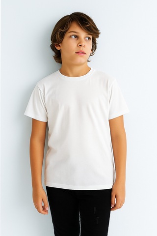 Esila Kids Çocuk Tişört Unisex Kısa Kollu Pamuklu Beyaz