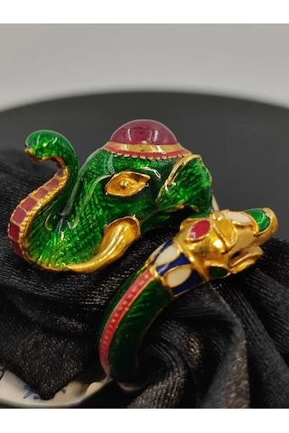 925 Ayar Gümüş Mine İşlem Yüzük 248 Altın