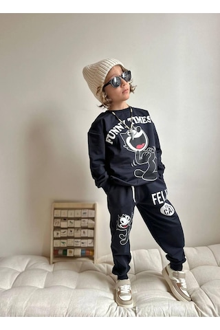 Erkek Çocuk 2 İplik Alt Üst Eşofman Takımı Lacivert 1666 Lacivert