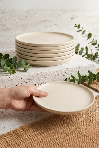 Alpin Sunum Tabağı 6'lı Set - Estetik Pasta Tabağı Ve Yemek Servis Altlığı Beyaz