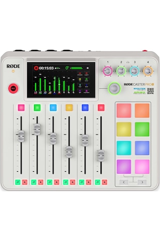 Rødecaster Pro Iı: Beyaz Entegre Ses Prodüksiyon Sistemi - 4 Mikrofon Girişli, Sd Card Ve Bilgisayara Çok Kanallı Kayıt Etme Özellikli Profesyonel Podcast Mikser