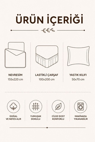 Conzaliza Mantar Model Tek Kişilik Pamuklu Nevresim Takımı Çok Renkli