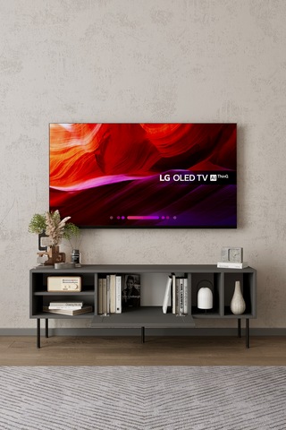 Umay 160 Cm Tv Ünitesi 100% Mdf Metal Ayak Gri