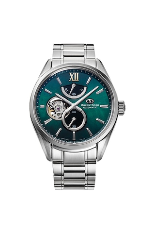 Orient Star Re-by0005a00b Otomatik Çelik Gri Open Heart Yeşil Kadran Safir Kristal 10 Atm 40 Mm Erkek Kol Saati