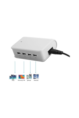 S-Link Sl-M10 5V 6.2A 31 Watt 4 Port Usb Beyaz Usb Şarj Istasyonu