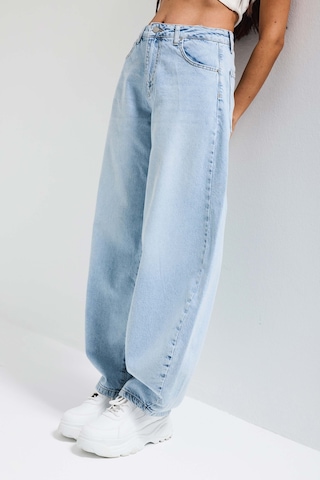 it's basic Kadın Ice 4s6-3 Mega Balon Fit %100 Koton Denim Jean Buz Mavi