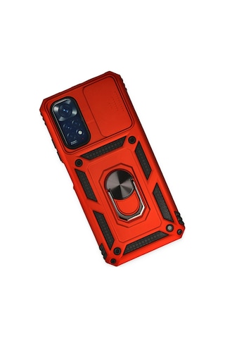 Ilkeshop Newface Xiaomi Redmi Note 11 Kılıf Pars Lens Yüzüklü Silikon - Kırmızı
