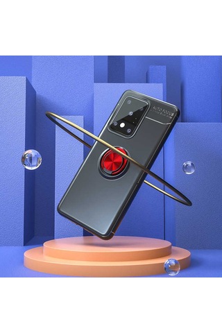 Samsung Galaxy Uyumlu S20 Ultra Kılıf Yüzüklü Magnetli Ravel Case