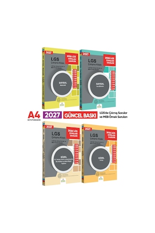2027 LGS 8.Sınıf Çıkmış ve MEB Örnek Sorular Çalışma Kitabı 4lü SET A4 RENKLİ Baskı