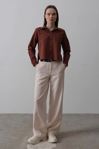 Defymoda Kemerli Palazzo Pantolon - Pudra Pudra