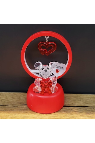 Işıklı Kristal Ayıcık Biblo I Love You Yazılı Romantik Sevgililer Günü Hediyesi, Dekoratif Masa Lambası, Özel Günlerde Hediye Seçeneği Diğer