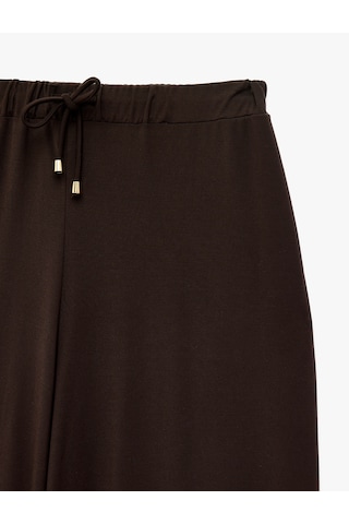 Koton Beli Bağcıklı Standart Bel Straight Fit Pantolon Kahverengi 7wak40029ek Kahve