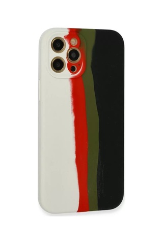 Apple iPhone Uyumlu Uyumlu 12 Pro Kılıf Ebruli Lansman Silikon - Beyaz-siyah
