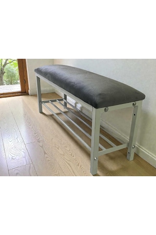 Ayakkabılıklı Metal Puf Oturma Bankı Puflu