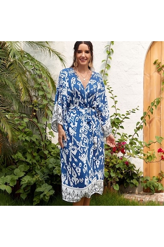 Kadın Plaj Baskılı Şal Tatil Bikini Güneş Korumalı Pareo Siyah