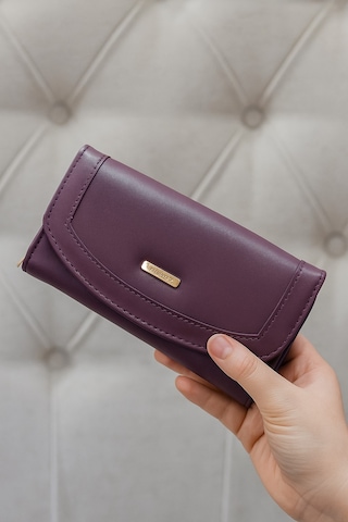 Newish Polo Zarf Model Kapaklı Fermuarlı Kadın Portföy Cüzdan Mor