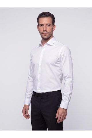 White Stone Beyaz Non-ıron Pamuklu Dynamic Fit Erkek Uzun Kollu Gömlek