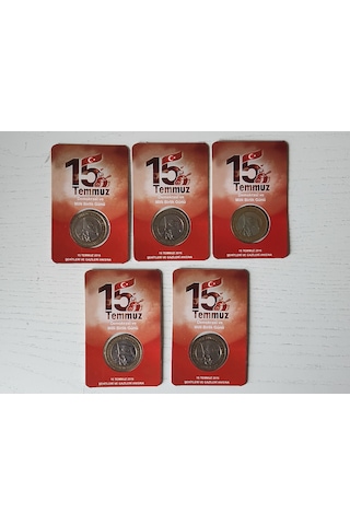 5 Adet 15 Temmuz 2016 Demokrasi Ve Milli Birlik Günü Hatıra Para