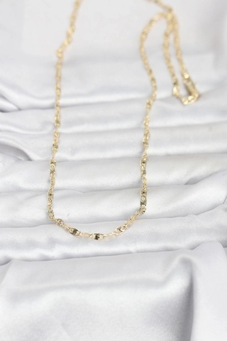 Ceylan Adam Cm 14k Gold Renk Lazerli Gemici Zincir Model 60 Cm Kadın Kolye Çok Renkli