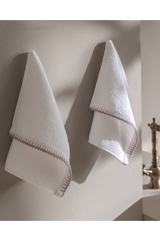 Madame Coco Aveline Kroşeli 2'li %100 Pamuk El Havlusu - Beyaz/lila 8684427208311 Çok Renkli