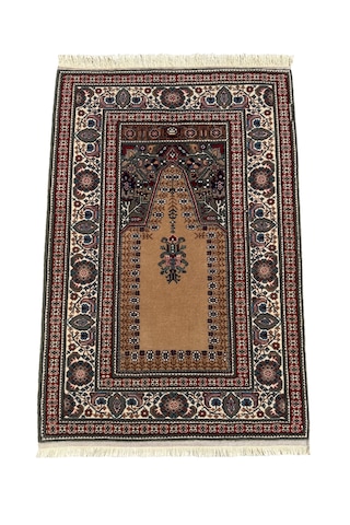 El Dokuma Sıfır Bünyan Halısı Seccade 90x135 Kök Boya %100 Yün Namazlık Deve Tüyü
