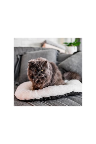 Pribor Kedi Ve Mini Irk Köpek Peluş Yatağı - Gri-beyaz 55 Cm X 36 Cm