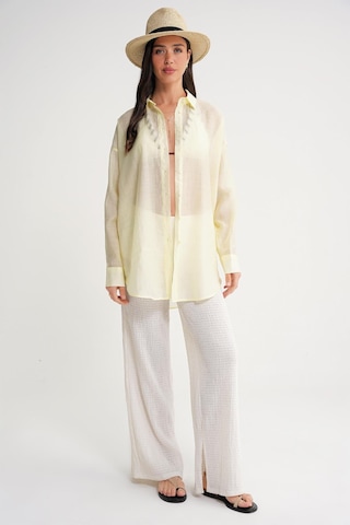 4667 Kadın İnce Oversize Modal Gömlek Sarı Sarı