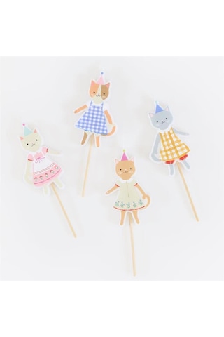 Meri Meri - Kitten Club Candles - Kedi Kulübü Mumlar - 4 Adet