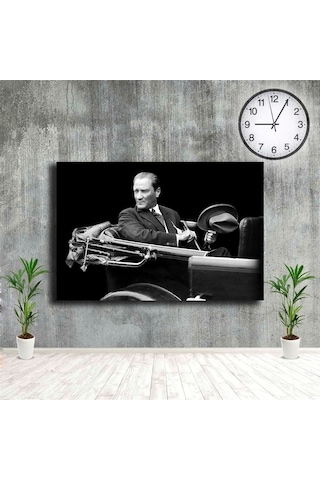 Atatürk Tablosu Arabada Oturan Mustafa Kemal Kanvas Tablo