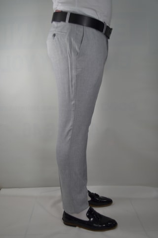 Slim Cizgili Erkek Pamuklu Pantolon Gri