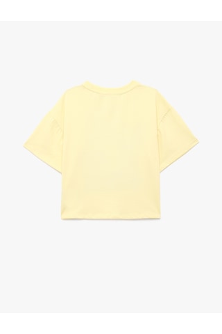 Koton Kısa Kollu Bisiklet Yaka Pamuklu Lisanslı Stitch Baskılı Tişört Sarı 6skg10496ak