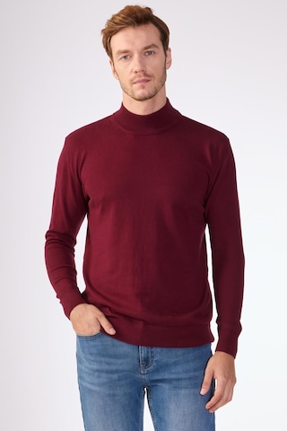 Dufy %100 Pamuk Düz Erkek Triko - Slim Fit Bordo