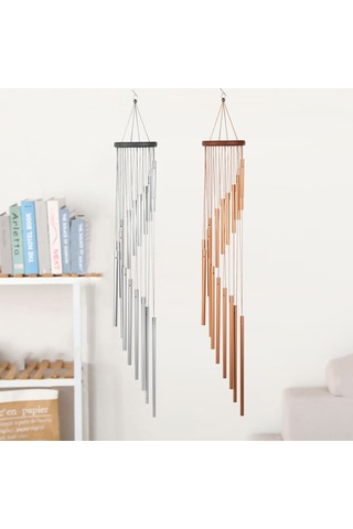 Ranyeek 35 İnç 18 Tonlu Altınaltı Aluminyum Boru Ve Çam Ahşap Döner Rüzgar Çanları - Yatak Odası Ve Bahçe Dekorasyonu, Doğa Sesleri İle Rahatlatıcı